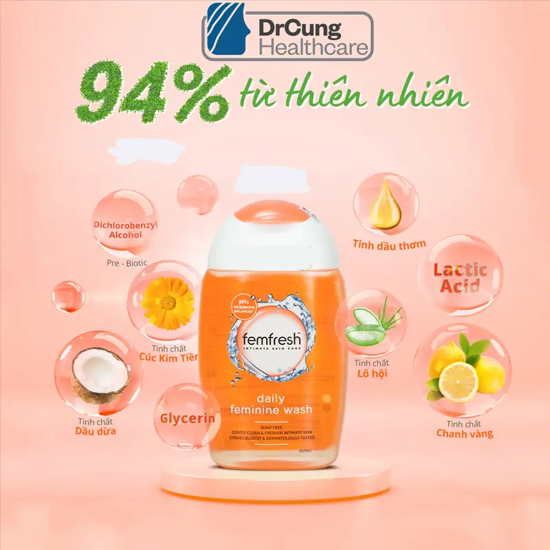 ID1 BÉ FEMFRESH MÀU CAM CHAI 150 ML Nước rửa vệ sinh hàng ngày cho người lớn Hàng chính hãng có tem phụ 1
