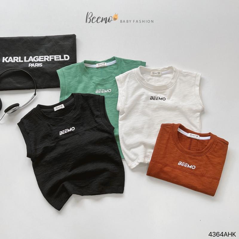 ÁO BA LỖ( KHÔNG KÈM QUẦN ) Beemo in chữ nổi vải cotton thoáng mát mặc mùa hè, đi học, đi chơi, du lịch cho bé trai từ 9-24kg 4364AHK