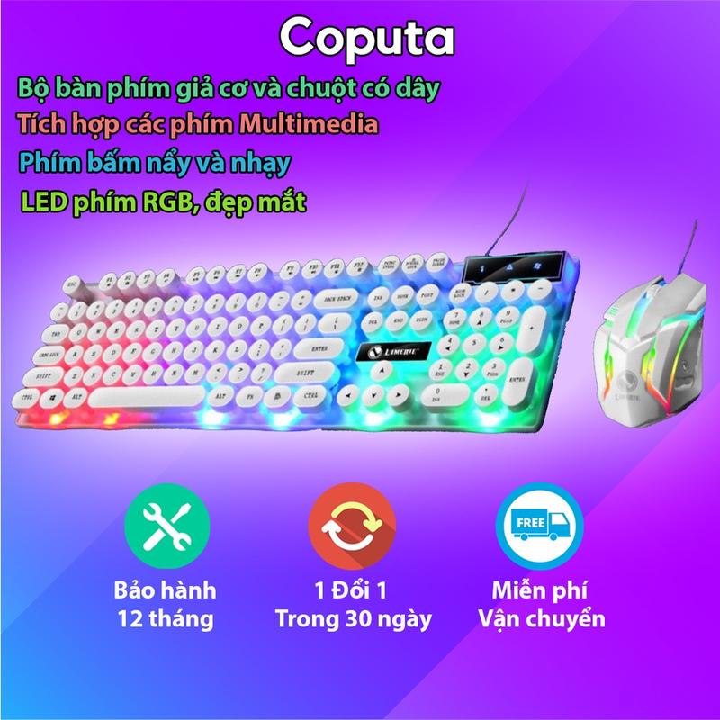  Bộ bàn phím chuột máy máy tính Coputa chuột bàn phím giả cơ có dây Gaming chơi game Full LED RGB GTX300 