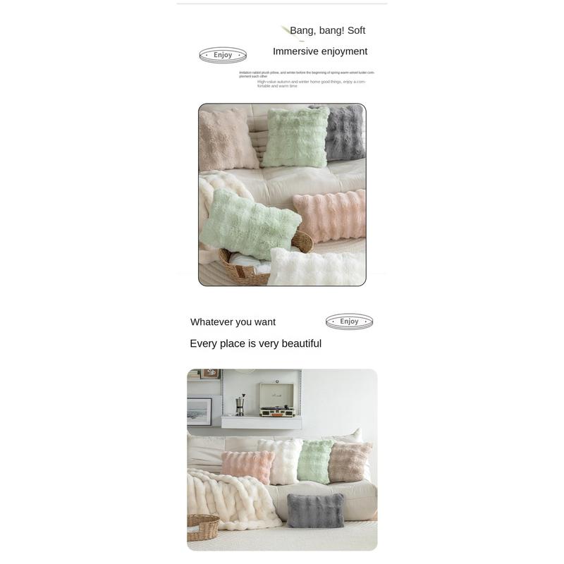 Product Introduction of Simple Imitation Rabbit Hair Plush Cushion Cover Warm Bubble Velvet Pillow Case Soft Sofa Pillowcase Home Decor 22