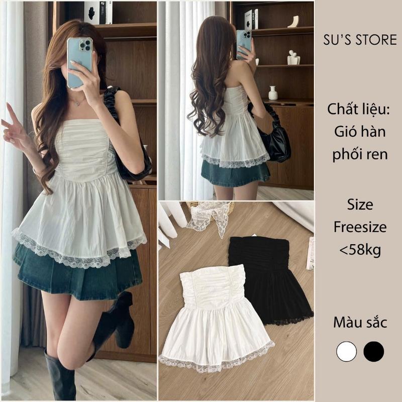 Áo Ống Quây Nữ Viền Ren Chun Lưng Susstore A3000 Thời Trang Nữ