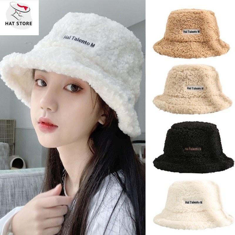  Mũ Bucket Lông Cừu  Hai TM  Nón lông cừu mềm mại phong cách Hàn Quốc  HATSTORE  