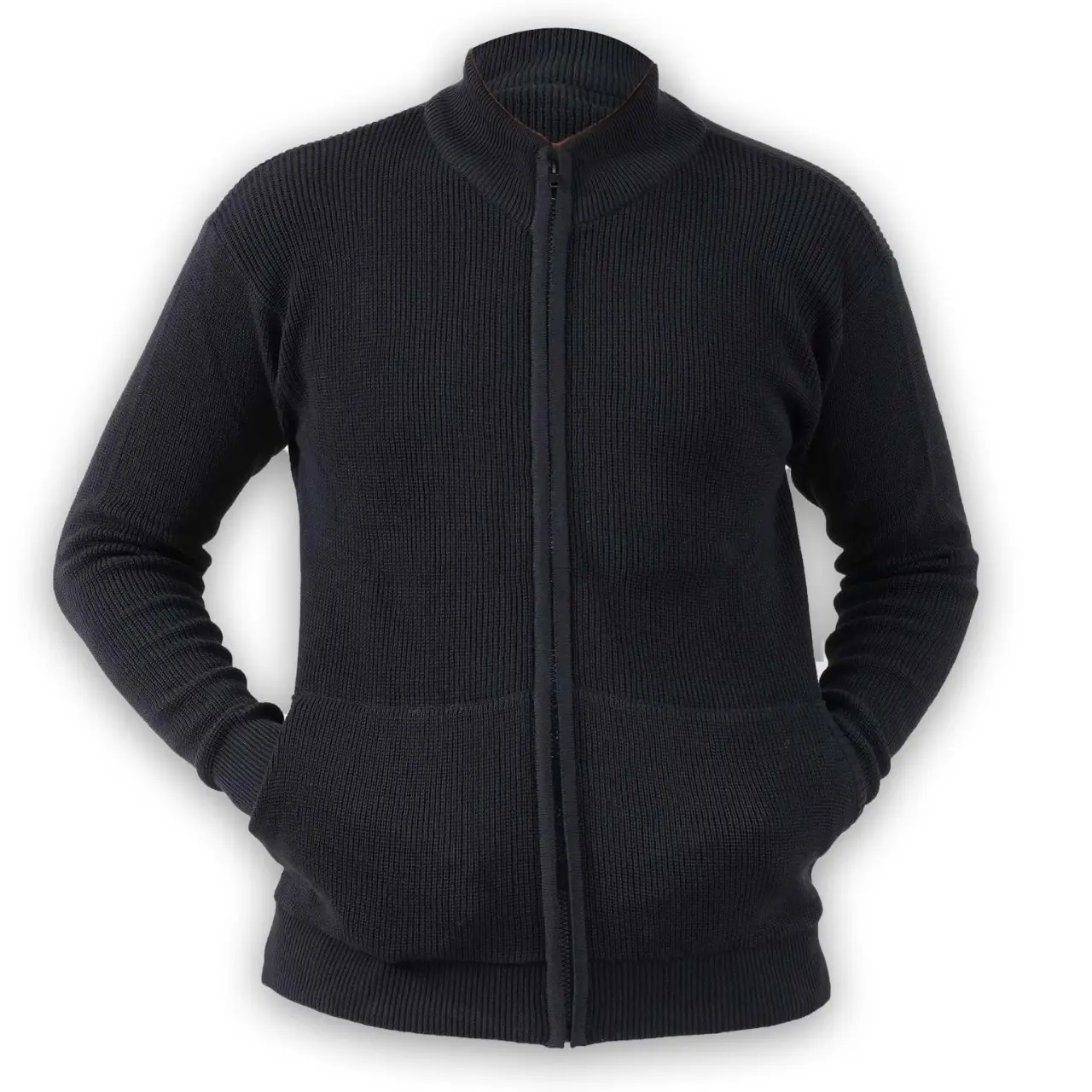 Forzie Sweater Rajut Pria Resleting Tebal Sweater Rajut Resleting Depan Sweter Pria Rajut Tebal Original Switer Rajut Musim Dingin Jaket Rajut Cowok Dewasa Lengan Panjang Knitwear Wol Katun Hitam Polos Baju Cardigan