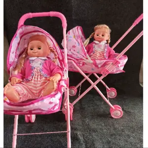 Mainan anak stroller boneka nyala rangka besi Dolls