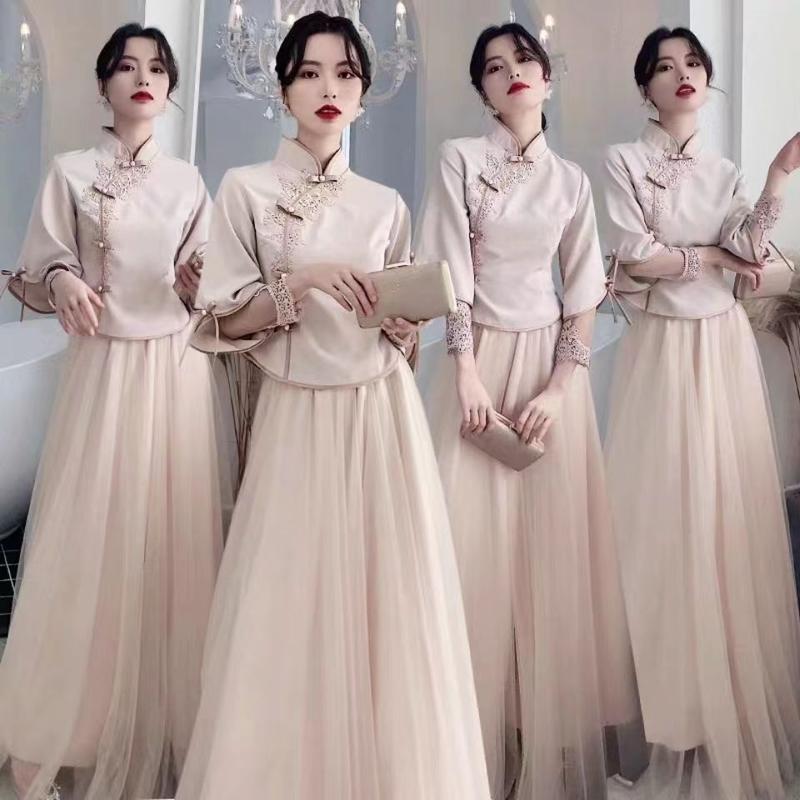 Product Introduction of Váy Phù Dâu, Phong Cách Trung Quốc, Dài, Thời Trang Mới Mùa Thu Và Mùa Đông 2024, Phong Cách Cộng Hòa Trung Quốc, Nhóm Chị Em, Bộ Đồ Tang Xiuhe, Váy Dạ Hội Màu Hồng, Dành Cho Nữ Women Dress 2