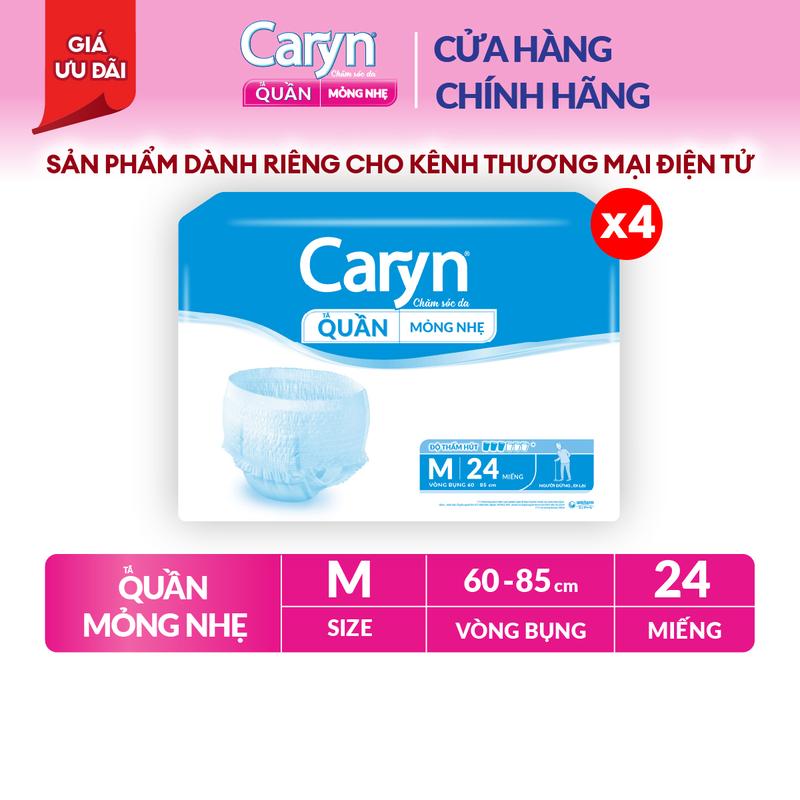 [COMBO 4] Caryn tã quần người lớn siêu thấm hút - chống tràn size M24/ L22/ XL20