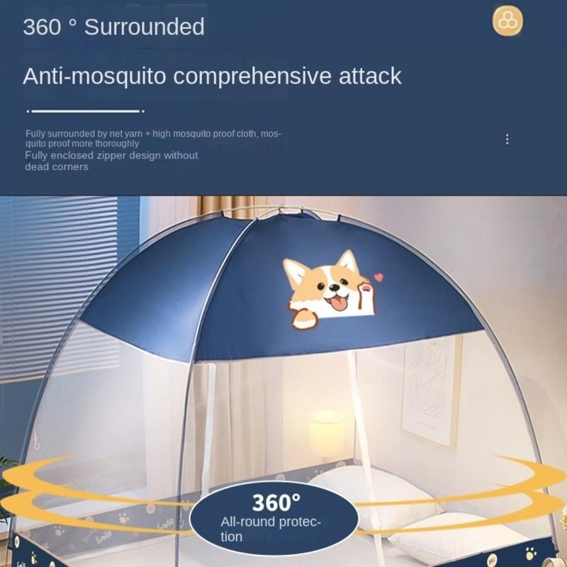Product Introduction of Universal No installation Yurt Mosquito Net Pop-up Dual Door Folding Mosquito Net Fully Enclosed Anti-mosquito Bed Cover for Summer 16