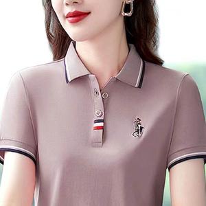 100KG Fat Girl Can Wear Korean Style Classic Casual Sport Polo Shirt Ladies Short Sleeve Loose Running Lapel T-shirt Women Fashion Blouse Stretch Tops