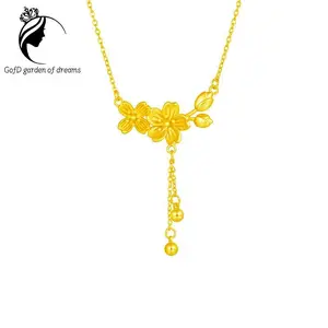 Dilapisi emas 18 karat Garden of Dreams Wanita kalung elegan ceri kalung mewah premium bahan titanium XL-10-307 Perhiasan Rantai Liontin gelang  semanggi