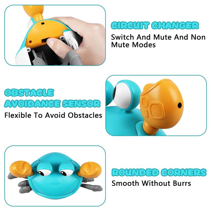 Electric Crawling Crab Design Toy, Automatic Avoidance Walking Sensory Toy with Music, Cute Interactive Musical Play Toy, Summer Gift, Fidget Toys, Birthday Gifts, Gift, Gifts for Best Friend, Gift for Her, Girl's Gift, Family Fun Toy, Play, Animals Toys 7