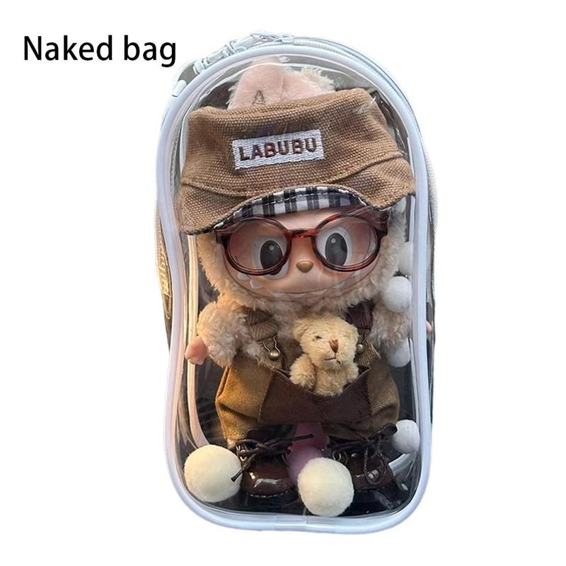 Product Introduction of [Only Bag] Transparent Storage Bag For 15-17CM LABUBU Dust Proof Cotton Doll Baby Walking 19cm Hanging Bag 22