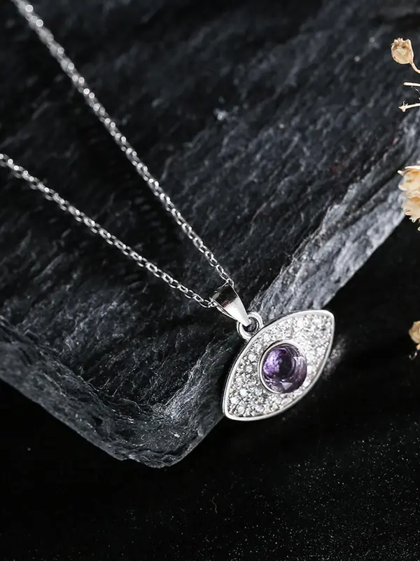 925 Sterling Silver Fashion Eye Design Pendant Necklace for Women & Girls, Fashion Jewelry for Party, Daily Decor, Trendy All-match & Exquisite Jewelry for Birthday Gift 2