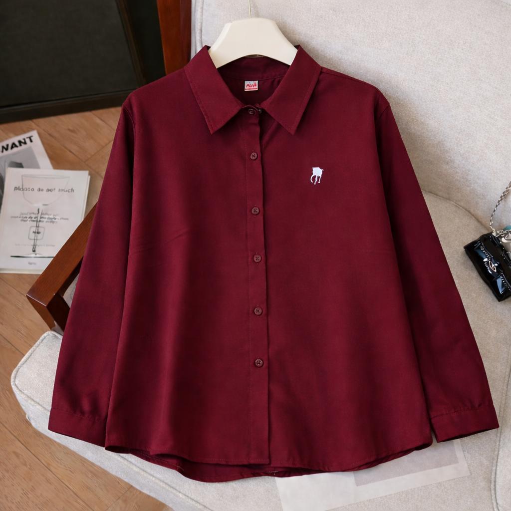 KEMEJA SHAKILA TWILL PREMIUM LOGO KUDA WANITA LENGAN PANJANG MODEL KANCING ATASAN CUTE WANITA CASUAL