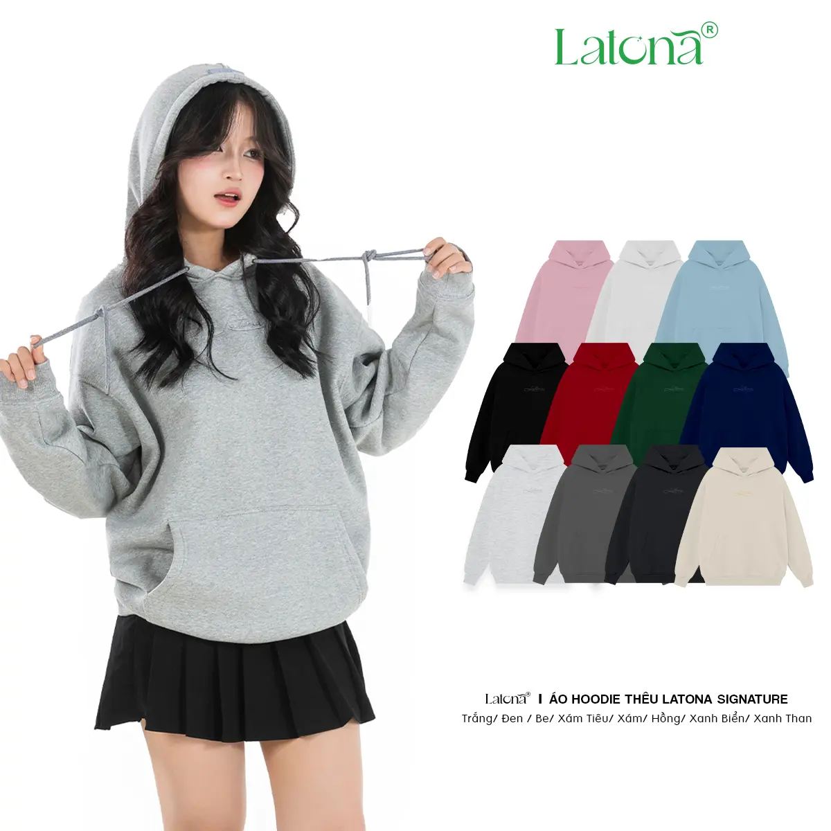 [DEAL MỞ BÁN ] Áo Hoodie Chui  Nỉ Bông Form Rộng thêu Latona Signature Unisex Nam Nữ Local Brand