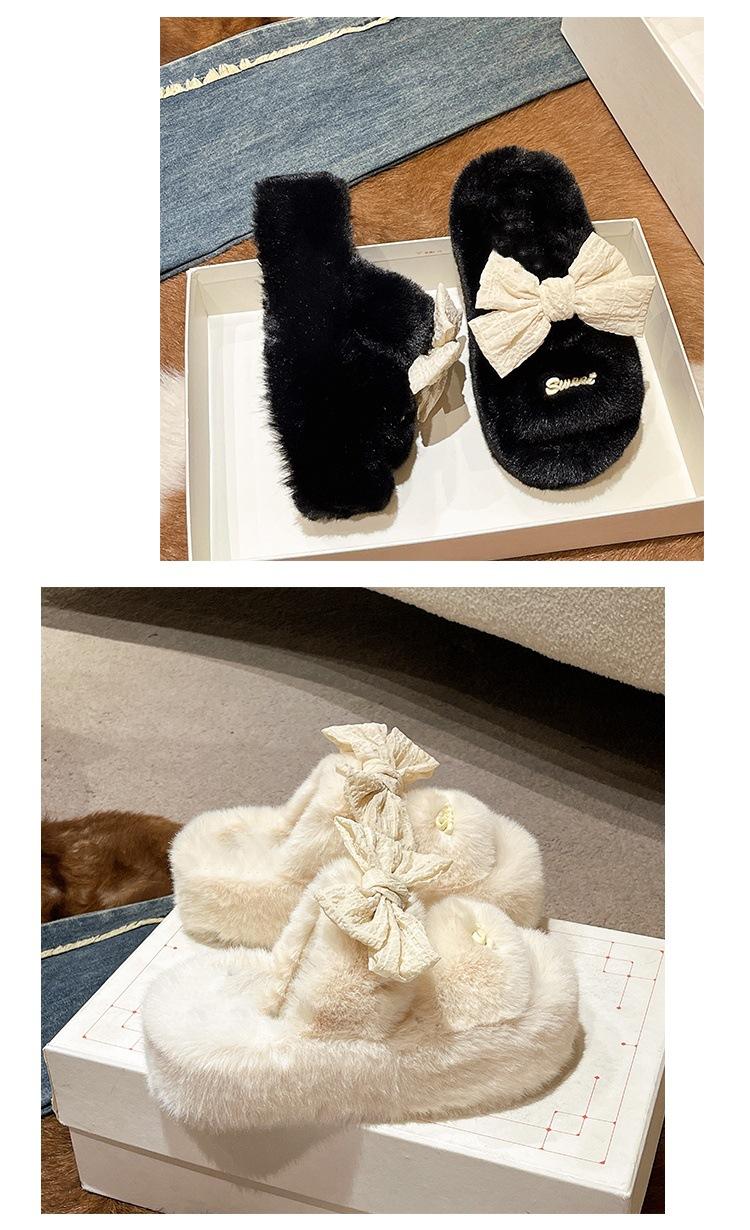 Product Introduction of Korean Style Fluffy Slippers Women's Outdoor Wear Winter Home Non-Slip Dormitory Cotton Slippers Thick Bottom Increased by Insulated Cotton-Padded Shoes Footwear Flipflop 13