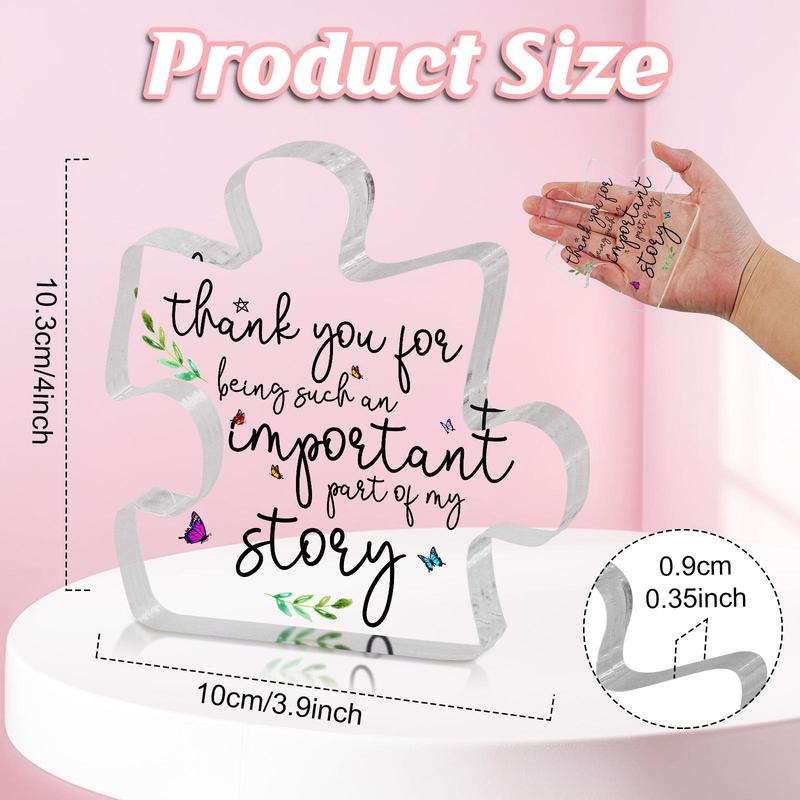 Product Introduction of Acrylic Plaque Gift for Room Decor, 1 Count Thank You Letter Pattern Acrylic Puzzle Ornament, Modern Acrylic Plaque, Mother's Day Gift for Mom, Home Decor for Living Room Bedroom Office, Teacher Gifts 7