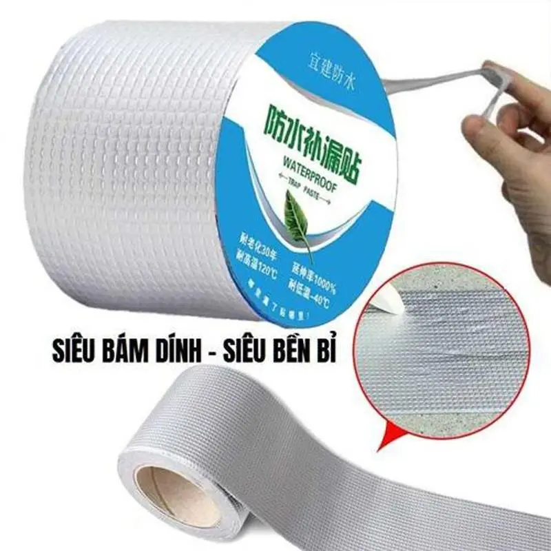 Băng keo chống thấm chịu nhiệt, keo dán chống thấm cho tường nhà, băng dán chốt dột mái tôn, ống nước rộng 10cm
