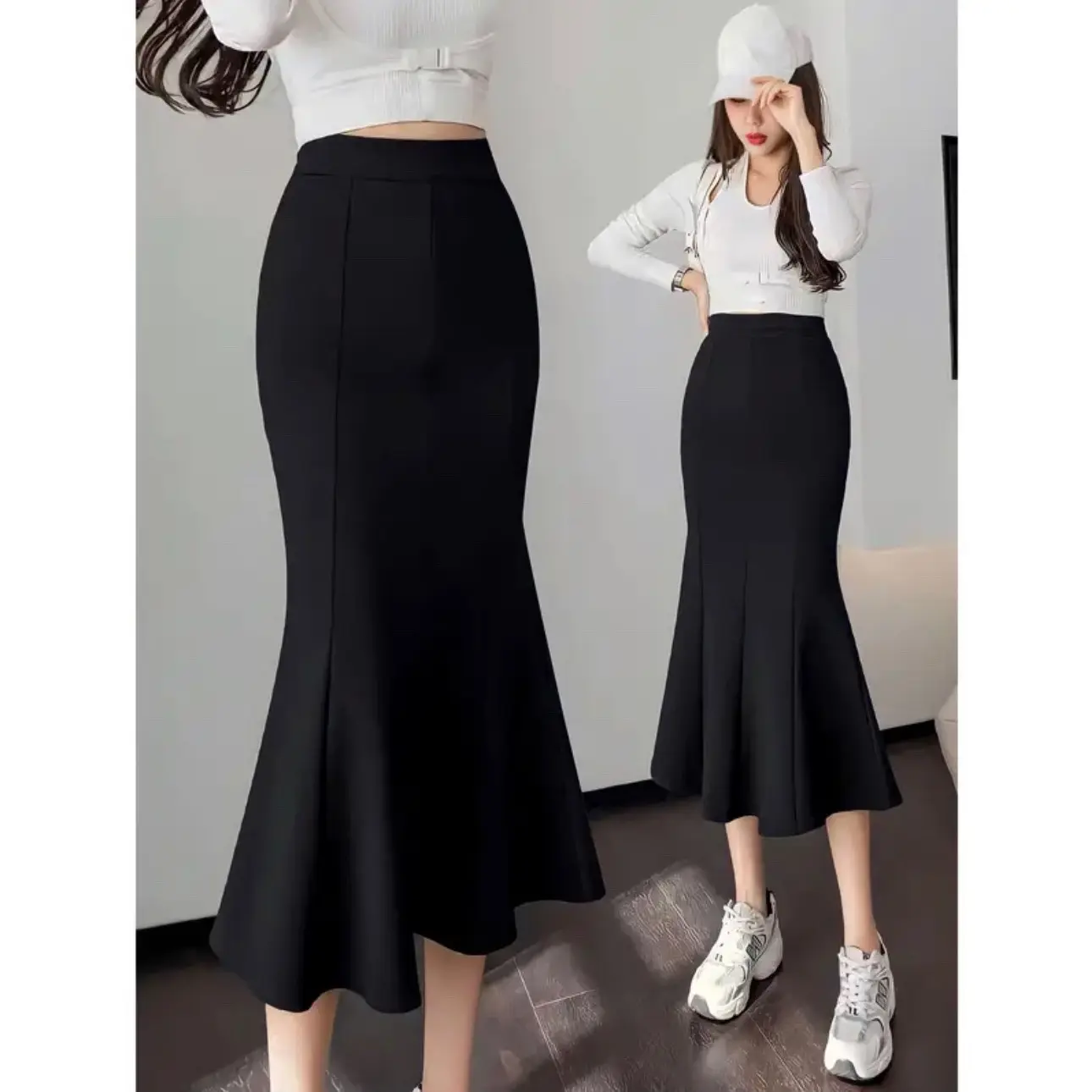 Chân váy đuôi cá( lưng chun không dây kéo) vải umi cao cấp Nữ Màu Đen Women | BigBuy360 - bigbuy360.vn Chân váy đuôi cá( lưng chun không dây kéo) vải umi cao cấp Nữ Màu Đen Women | BigBuy360 - bigbuy360.vn