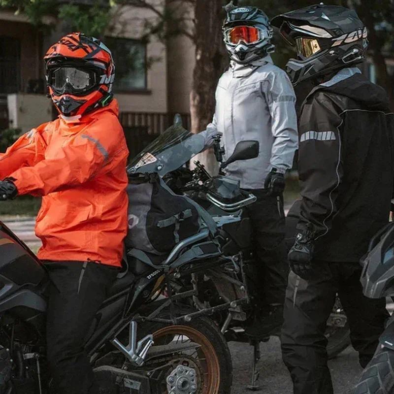 Motorcycle Rainsuit Waterproof Split Raincoat Suit Cycling Motorbike Jacket and Pants Lightweight Foldable Windproof Reflective 3