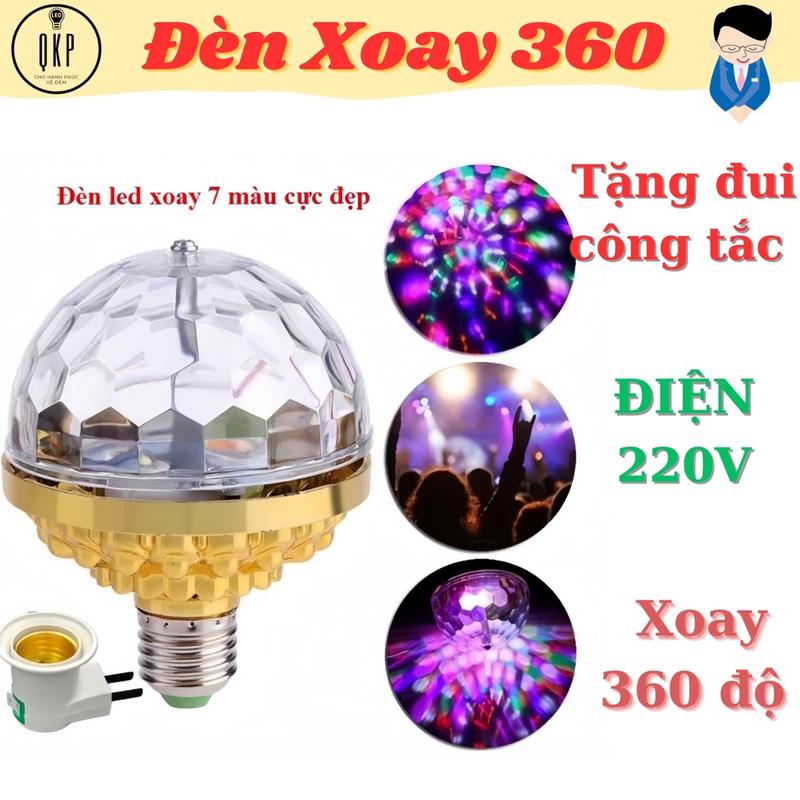 Bóng điện xoay 360 độ Laser 7 Màu - Đèn vũ trường Mini - Đền quẩy - Karaoke