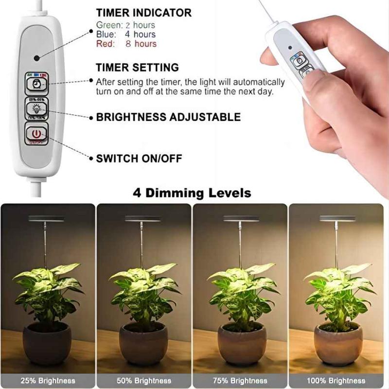 Full Spectrum LED Plant Growing Light, Height Adjustable Growing Lamp, 4 Dimmable Brightness Small Plants Growing Lamp, Pot, Modern, Home 3
