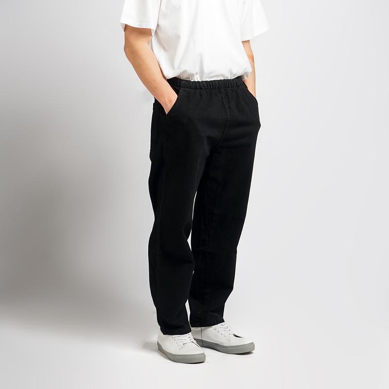 Pluviophile - Relaxed pants celana Baggy relaxed Gombrong Jeans karet Denim Black Stretch Panjang 0
