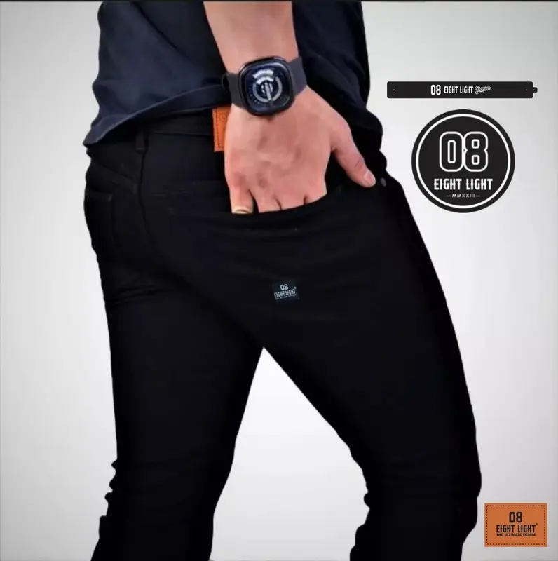 Foto EIGHT LIGHT DENIM TERLARIS Celana Jeans Pria Panjang Hitam Naomi Premium 100% Slim Fit Stretch Melar Terbaru celana panjangthumb2