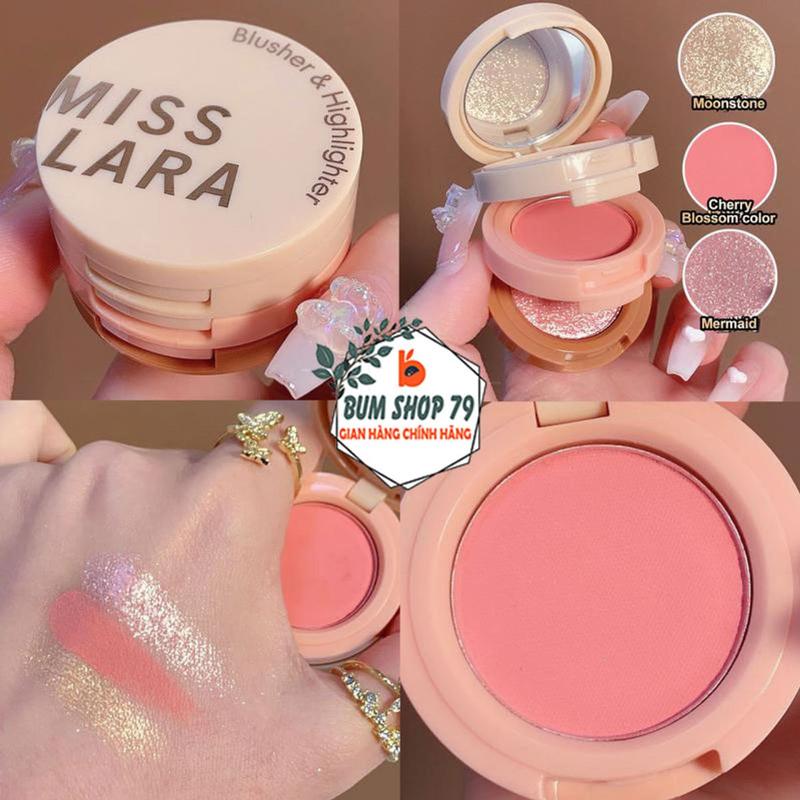 Hộp phấn má hồng bắt sáng 3 in 1 MISS LARA đa năng nhũ lì lấp lánh, Phấn bắt…