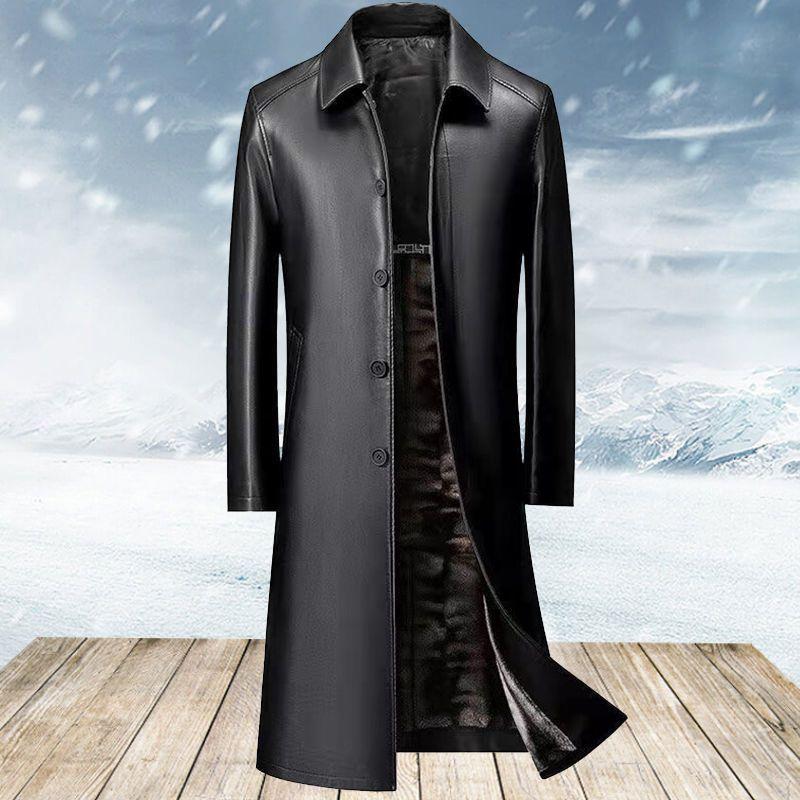 Áo khoác ngoài da, cao cấp, Haining, Được làm bằng da Thật tốt cho nam trung niên và cao tuổi, mỏng, áo khoác lót lông cừu, Ưu đãi giảm giá cho năm 2025