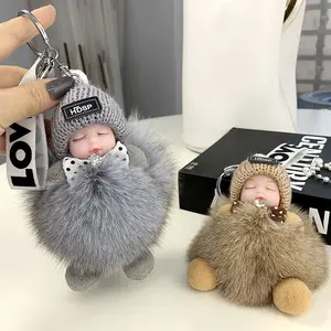Gantungan Kunci Boneka Baby Tidur Lucu Gantungan Bulu-Bulu Sleep Baby Gantungan Kunci Sleepy Baby