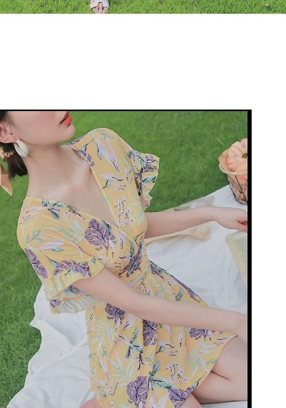 Product Introduction of 2024 New Swimsuit Women's Korean Ins Style Anti-Exposure Covering Belly Thin Dress Princess Style Vacation Swimsuit 8