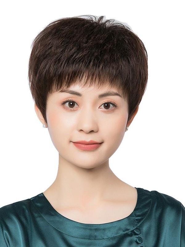 Product Introduction of Middle-Aged and Elderly Women's Fashion Wig Women's Short Hair Simulation Hair Hair Cover Full-Head Wig Natural Wig Mom 10