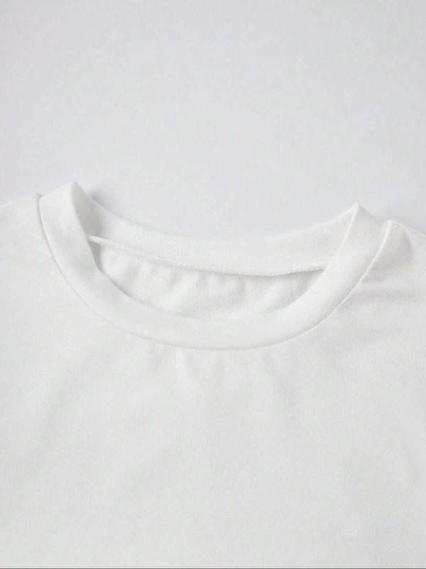 Women's Letter Print Round Neck Crop Tee, Trendy Casual Street Short Sleeve Cropped T-Shirt for Daily Wear, Ladies Summer Outfit, Lady Comfort Casual Summer Clothes 2