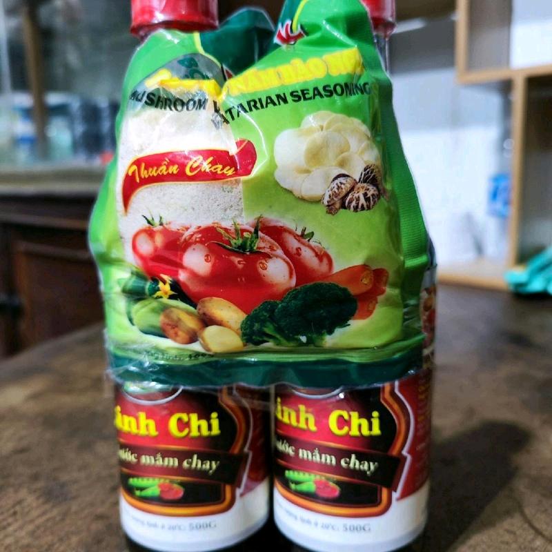Combo 6 chai nước mắm chay Linh Chi 500g/chai (tặng hạt nêm hoặc bột canh) 2