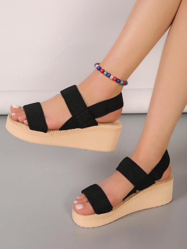 Women's Summer 2024 Minimalist Style Plain Fashion Wedge Platform Sandals, with Adjustable Strap, Casual Walking Outdoor Travel Beach Shoes 2