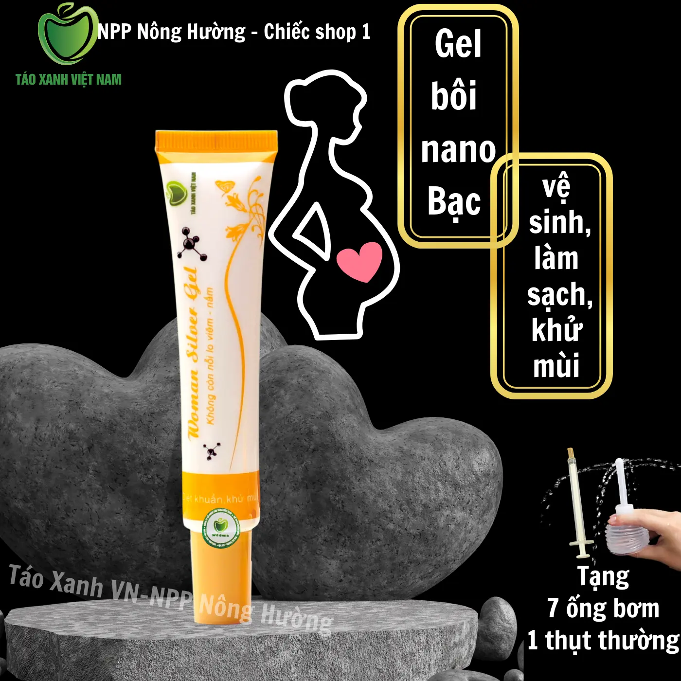 - Gel Nano Bạc - Vệ Sinh Phụ Nữ Mang Thai đặc thẩm thấu nhanh 30gr Táo Xanh Việt Nam Trà Tea