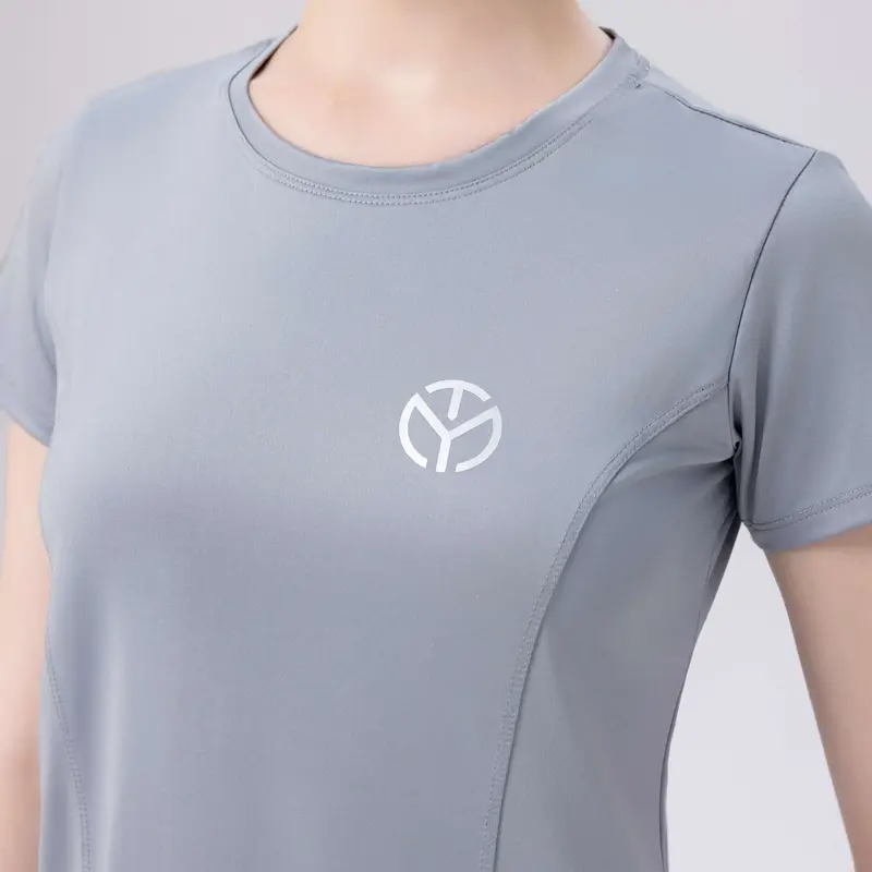 Áo thun thể thao Nữ tập Gym Yoga Pilates TYM FFTS003 Cổ tròn Tay ngắn - Vải Polyester 4C co dãn 5