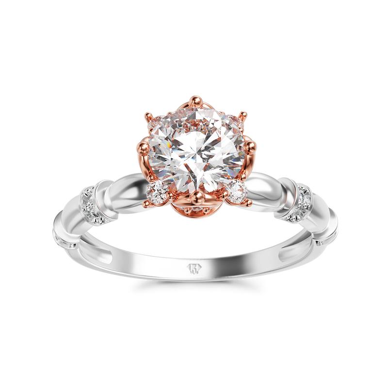 HuyThanhJewelry NDINO282 Nhẫn cầu hôn vàng trắng 14K Ghép vàng hồng trẻ trung gắn Đá Cz 1