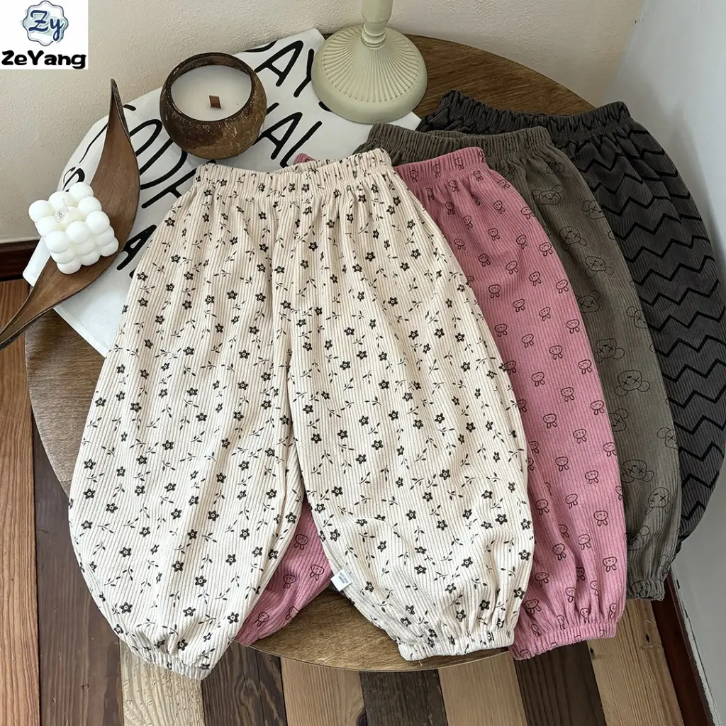 [ZY] 70-150 Spot, Children's Casual Sweatpants, Corduroy Pants, Harlan Pants, Sweatpants, Autumn and Winter Baby Loose Pants, Tights
