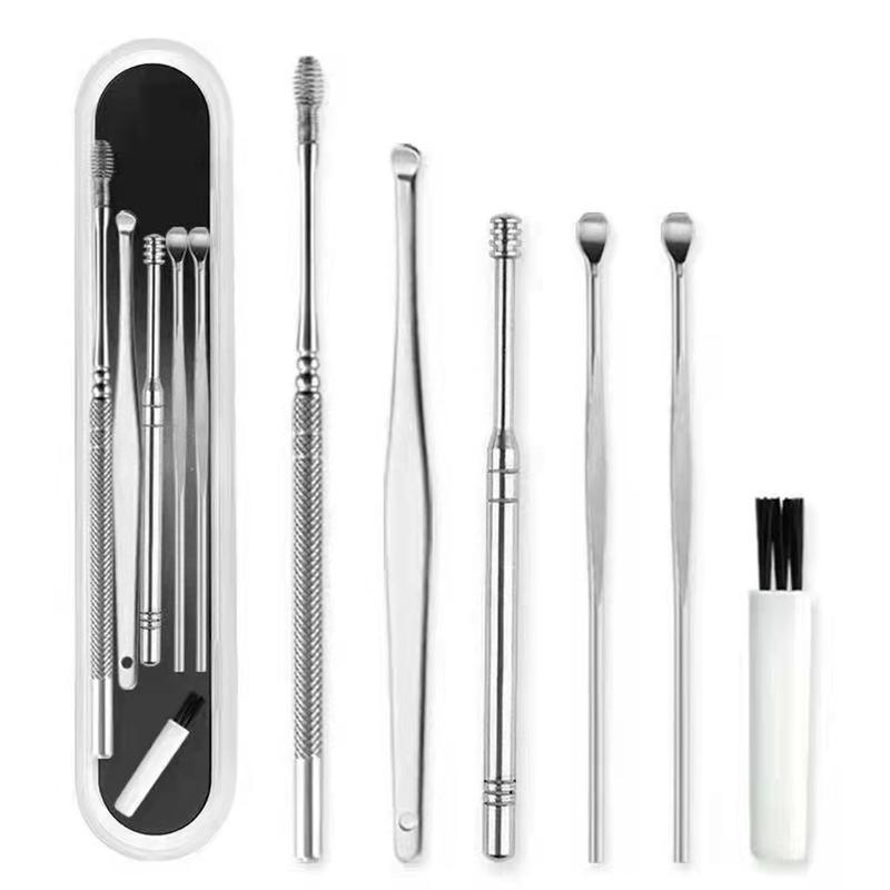6Pcs/Set Silver Stainless Steel Ear Spring Screw Dig Ear Clean - TikTok ...