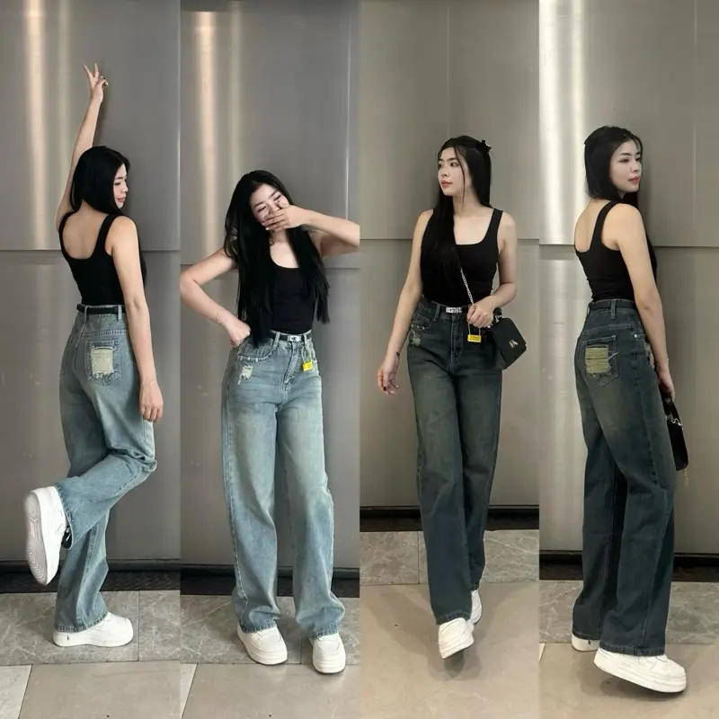 Quần jean nữ suông trơn xước túi trước rách túi sau V.M V30 và V31 (S-2XL) | BigBuy360 - bigbuy360.vn Quần jean nữ suông trơn xước túi trước rách túi sau V.M V30 và V31 (S-2XL) | BigBuy360 - bigbuy360.vn