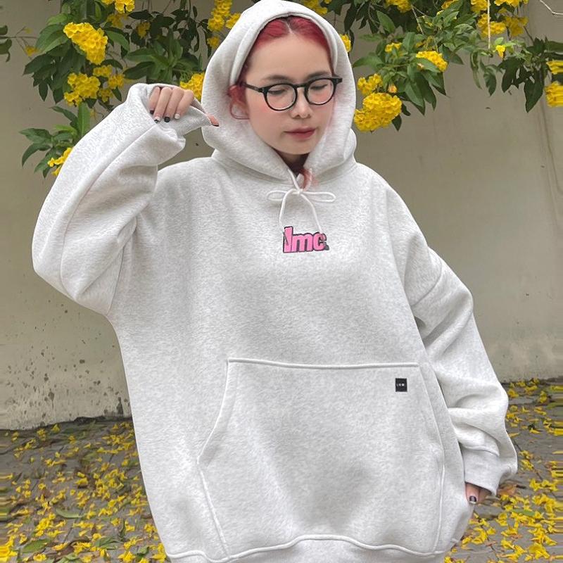 ÁO BABY HOODIE XÁM TIÊU LMC HỒNG A74 LUMIHOUSE Top Nữ có thể giặt máy áo hoodie vàng