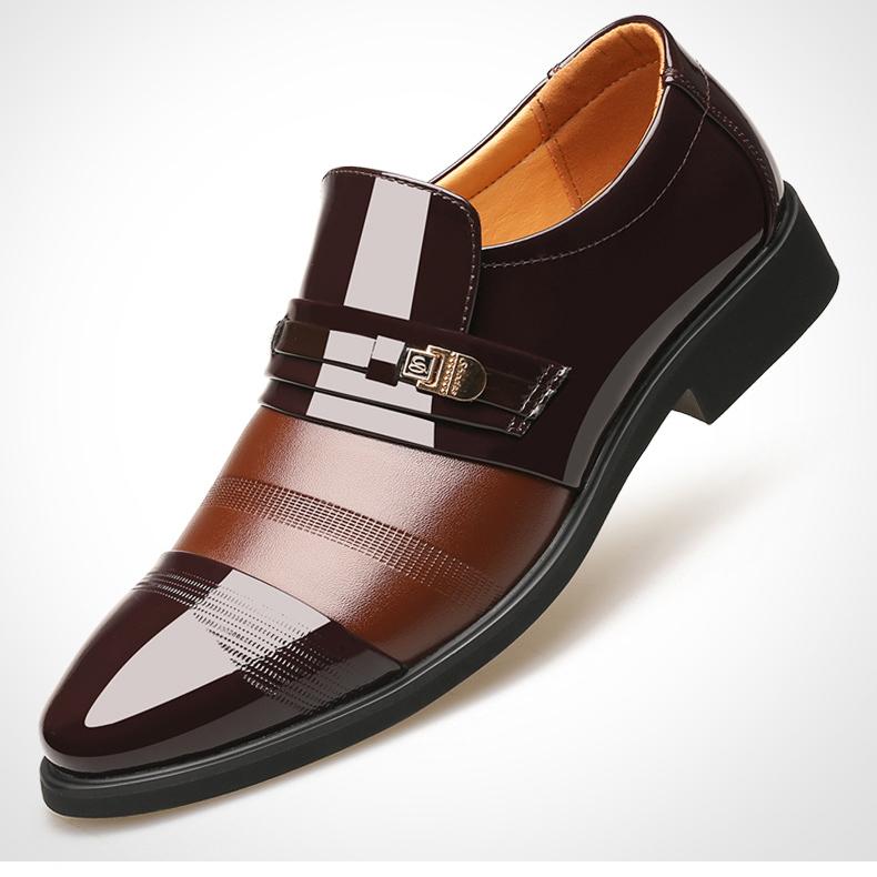 Giày tây nam da bóng công sở sang trọng 2 màu đen nâu