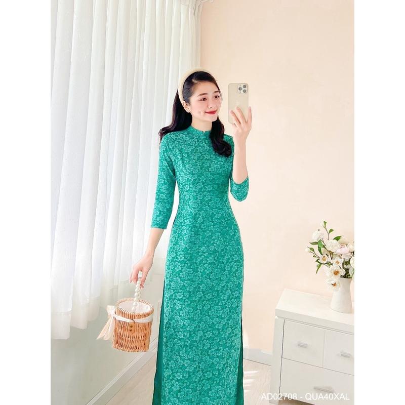 Áo dài gấm Châu Đạm thiết kế truyền thống tôn dáng ,Áo dài truyền thống cho giáo viên Nữ Women 4