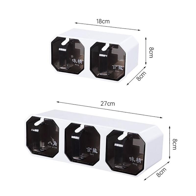 Durable Plastic Seasoning Boxes 2/3 Grid Wall Mounted Condiment Tank With Spoon Divided Seasoning Jar Chicken 2