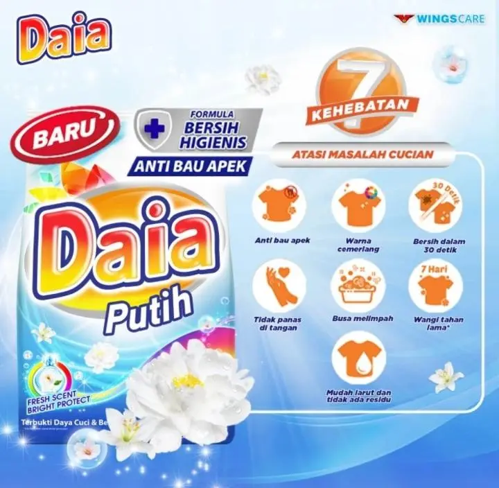 DAIA PUTIH deterjen bubuk 4 kg - Daia powder detergent putih 4 kg  Formula Bersih Higienis 2