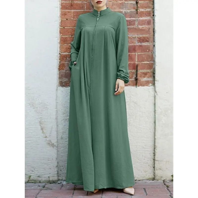 Trang Phục Phụ Nữ Hồi Giáo, Phong Cách Trung Đông Ả Rập, Cổ Chân Đế Có Khóa Kéo, Áo Cardigan Có Túi, Dáng Rộng Vừa Vặn, Váy Thanh Lịch, Hàng Mới Về Năm 2024