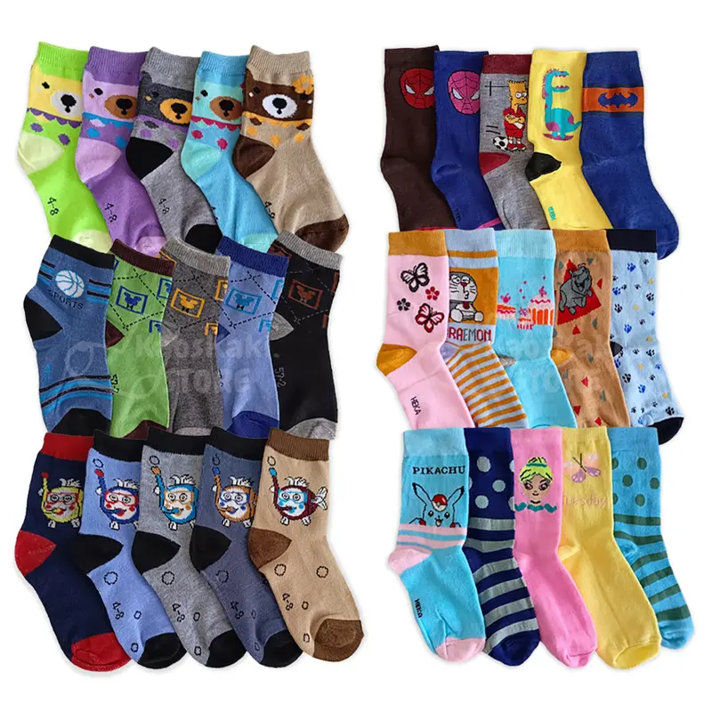 1 Lusin Kaos kaki Panjang Anak Usia 2-8 Tahun Motif Random anak-anak cotton perempuan  unisex  Bayi Laki-Laki 0