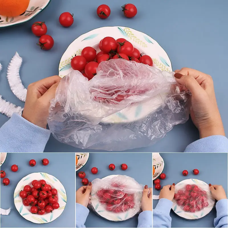 HARGA PROMO!! - [100Pcs] Plastik Pelindung Makanan Cover Food Shower Cap 3