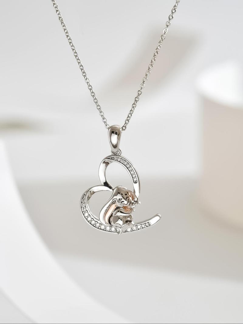 Product Introduction of 925 Sterling Silver Cute Elephant Design Pendant Necklace for Women & Girls, Fashion Jewelry for Party, Trendy All-match Jewelry for Birthday Gift 4